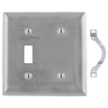 Hubbell Wiring Device-Kellems Wallplates and Boxes, Metallic Plates, 2- Gang, 1) Toggle Opening 1) Blank, Standard Size, Stainless Steel SS114